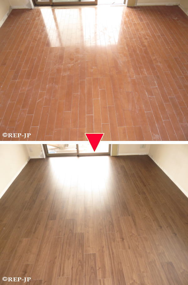 フローリング上張り施工：ココアウォールナット